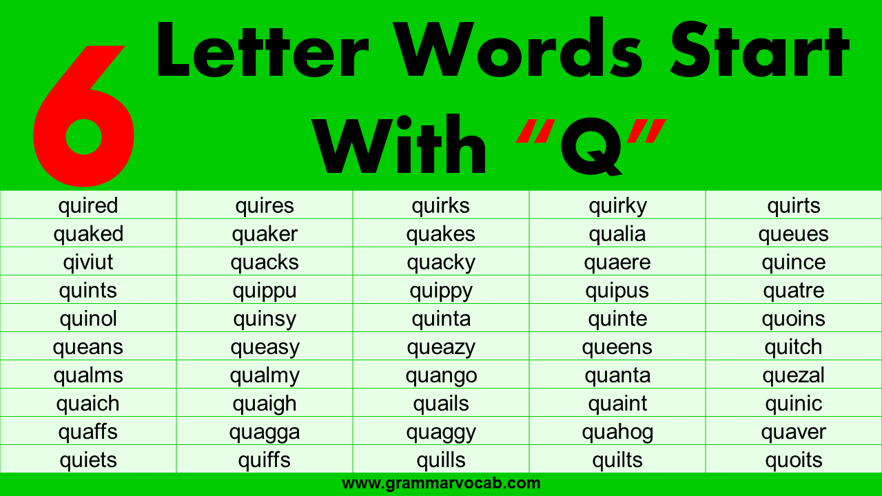 Six Letter Words Starting With Q