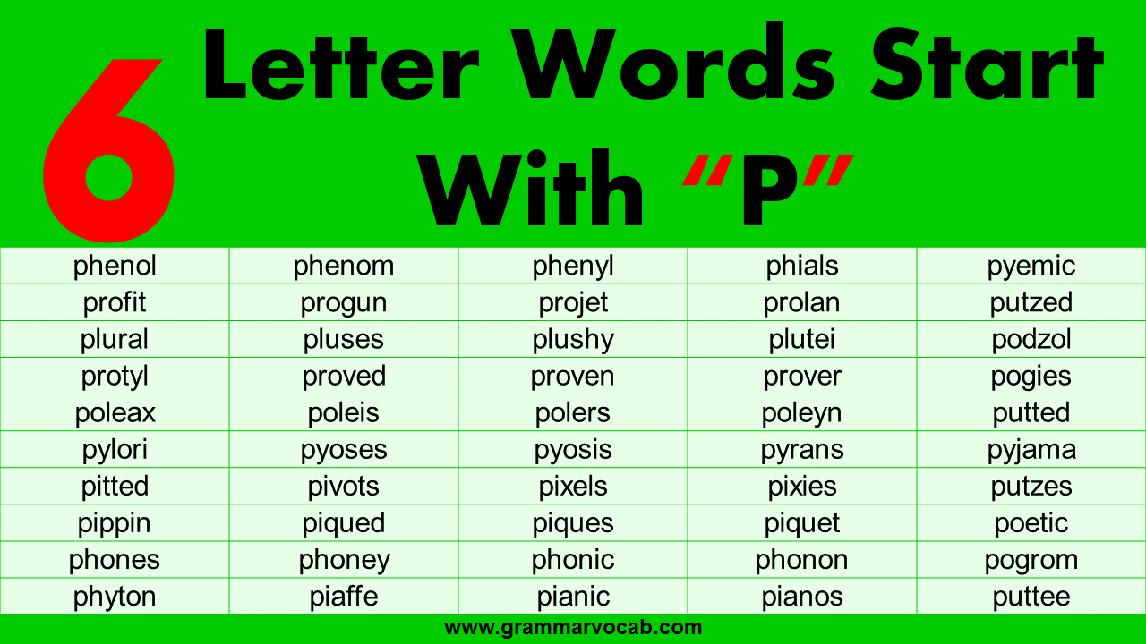 6 Letter Words Starting With P GrammarVocab