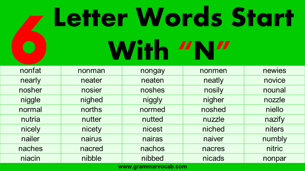 Six Letter Words That Start With N GrammarVocab