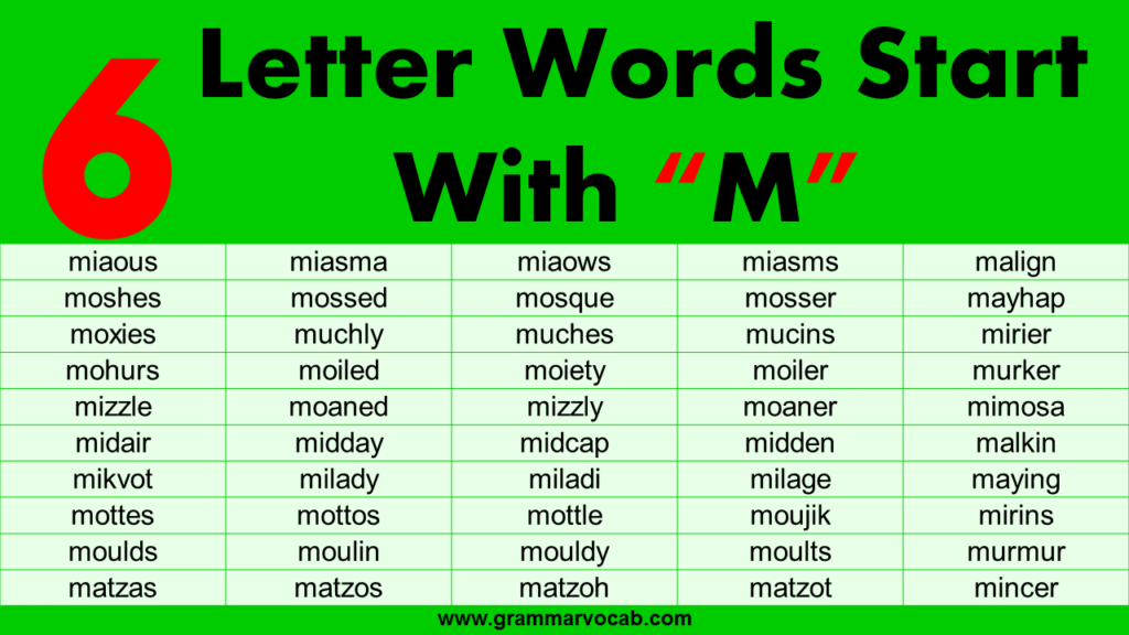 Six Letter Words That Start With M