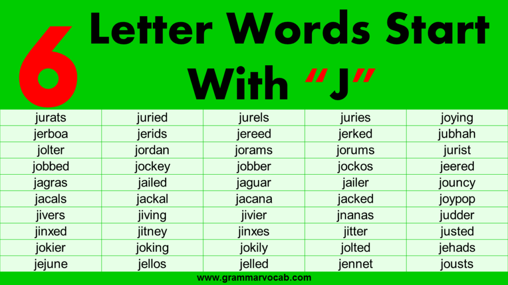 Six Letter Words That Start With J