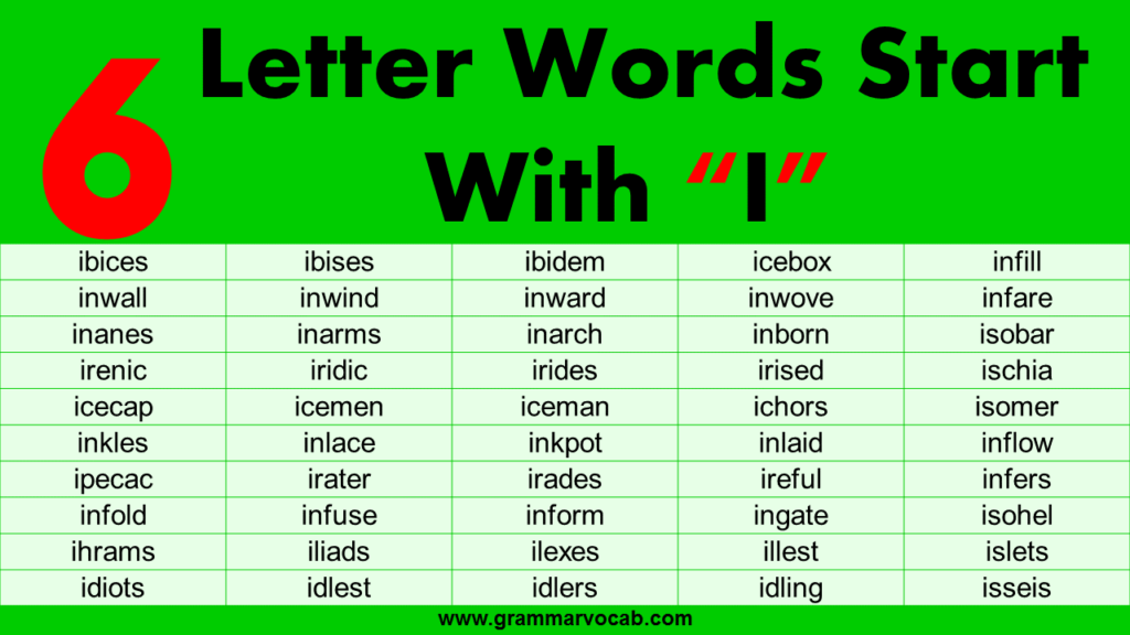 Six Letter Words Starting With I