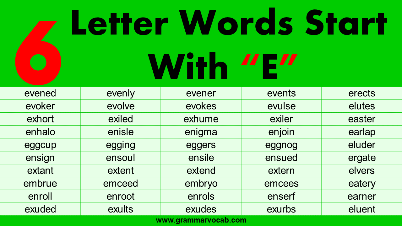 6 Letter Words Starting With E