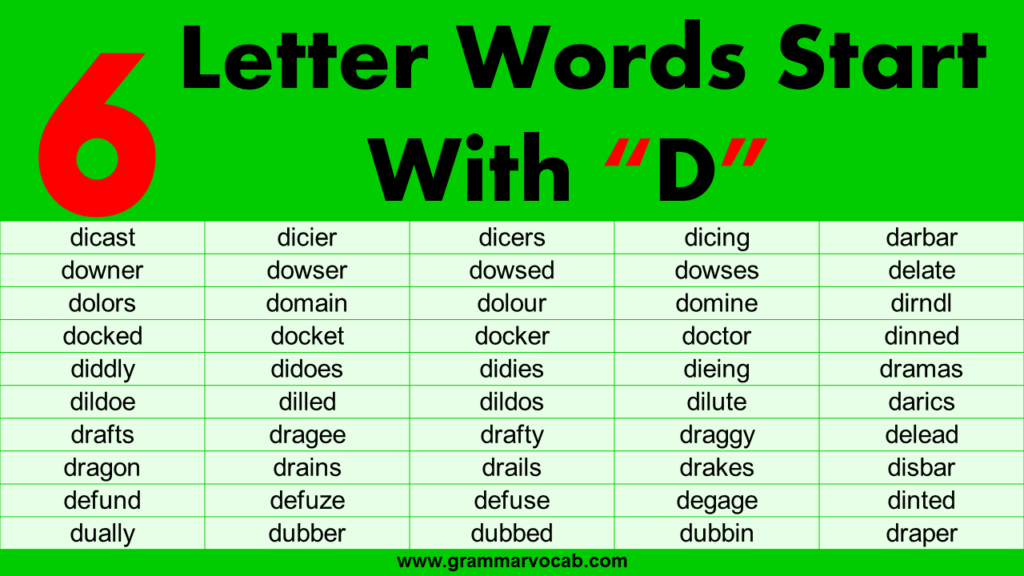 Six Letter Words With D