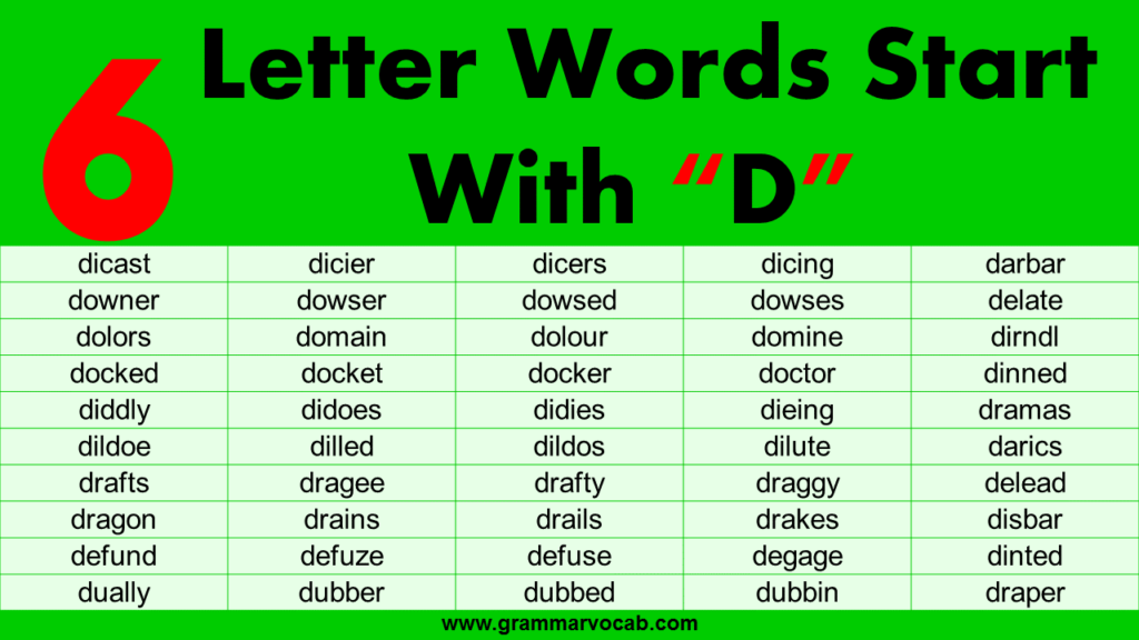 Six Letter Words With D GrammarVocab