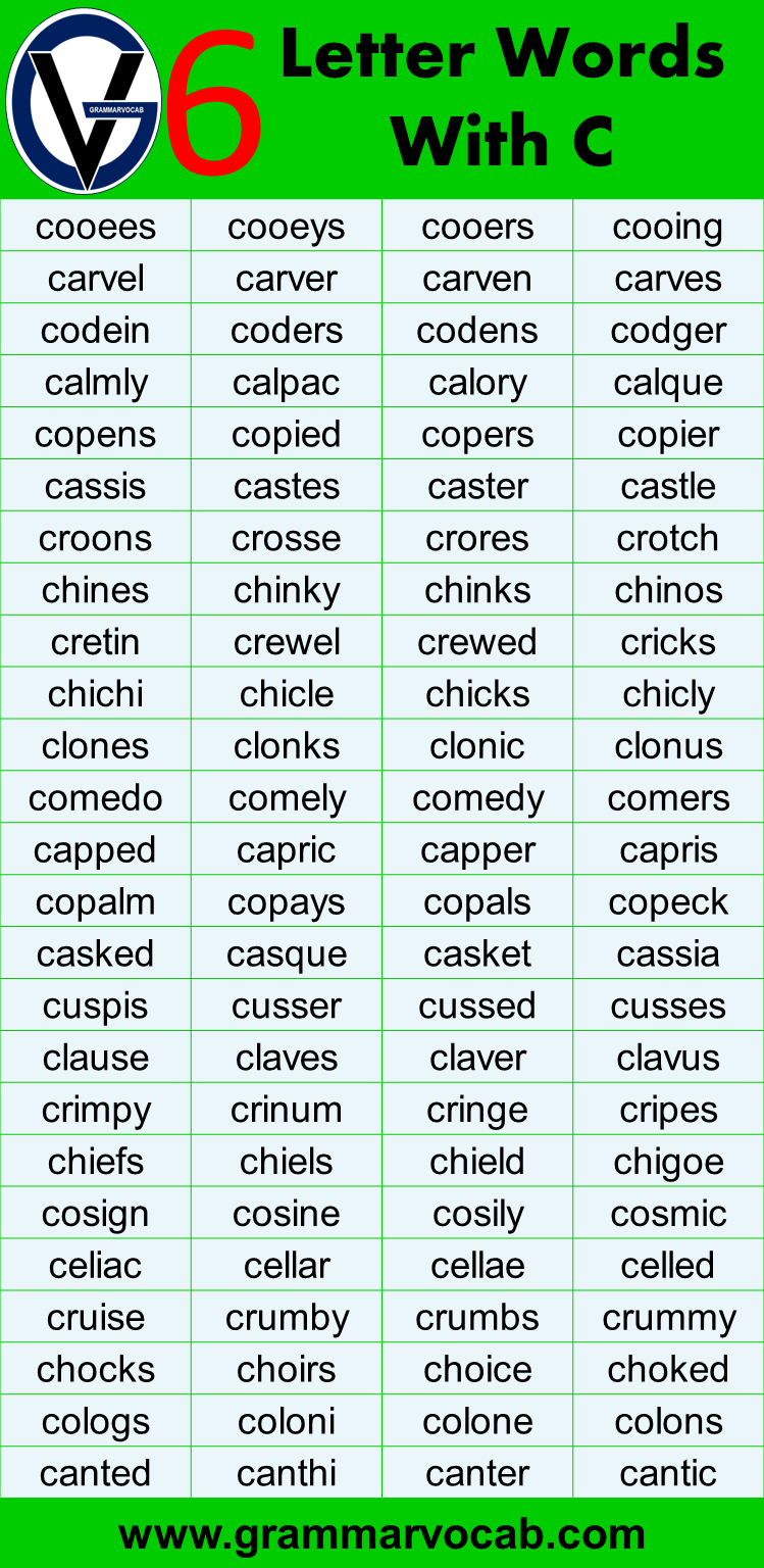 Six Letter Words With C GrammarVocab