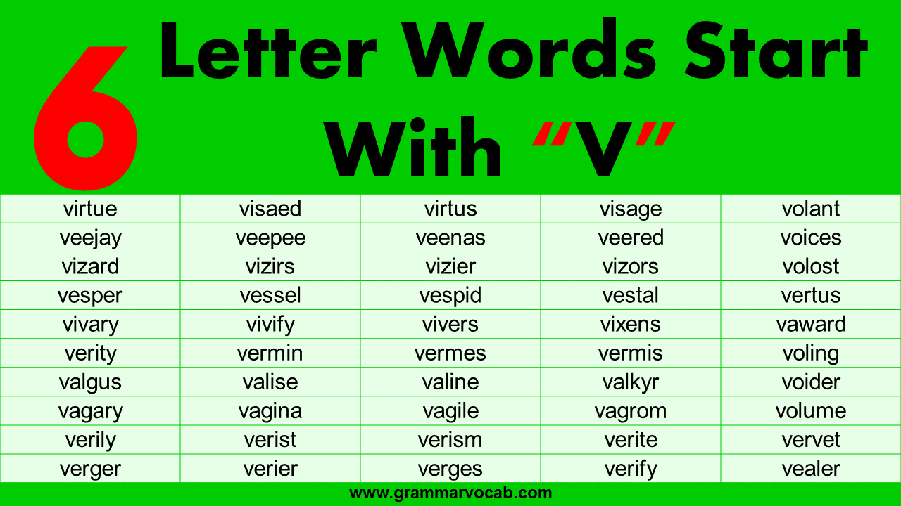 Six Letter Words Starting With V