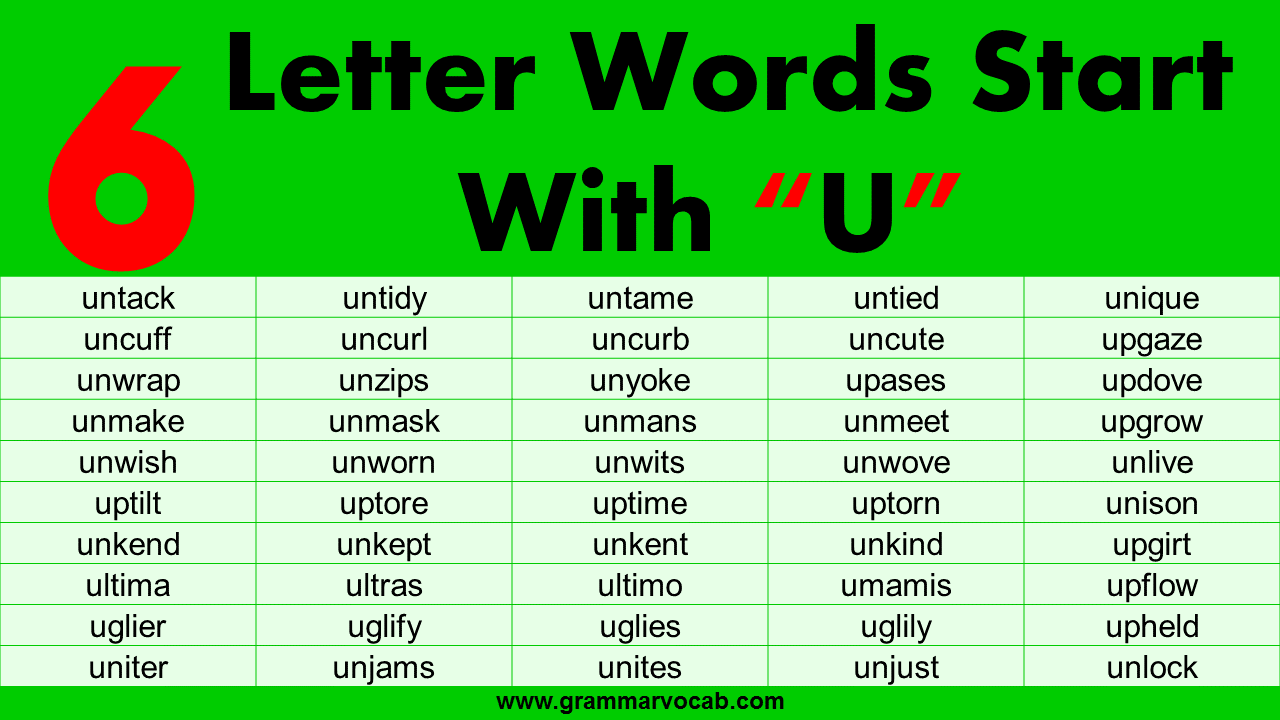 6 Letter Words Starting With U GrammarVocab