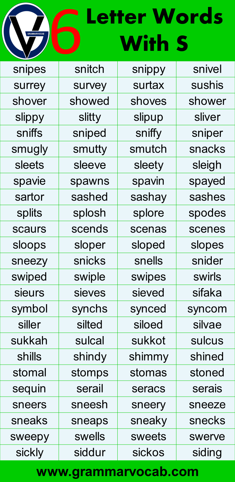 six letter words stating with s