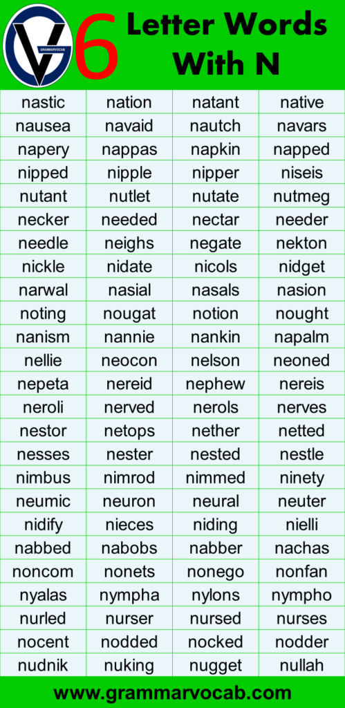 Six Letter Words That Start With N - GrammarVocab