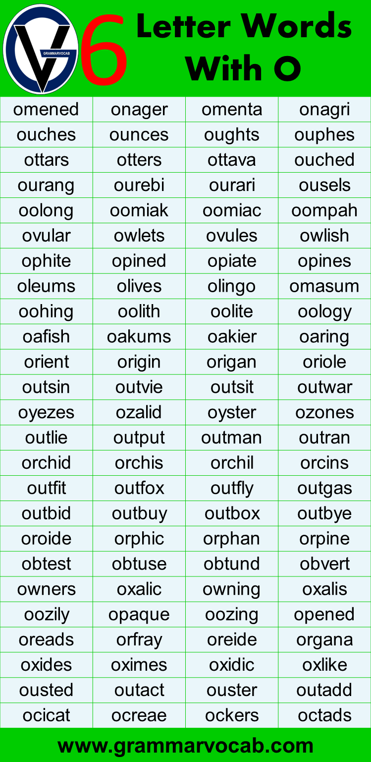 Six Letter Words Starting With O