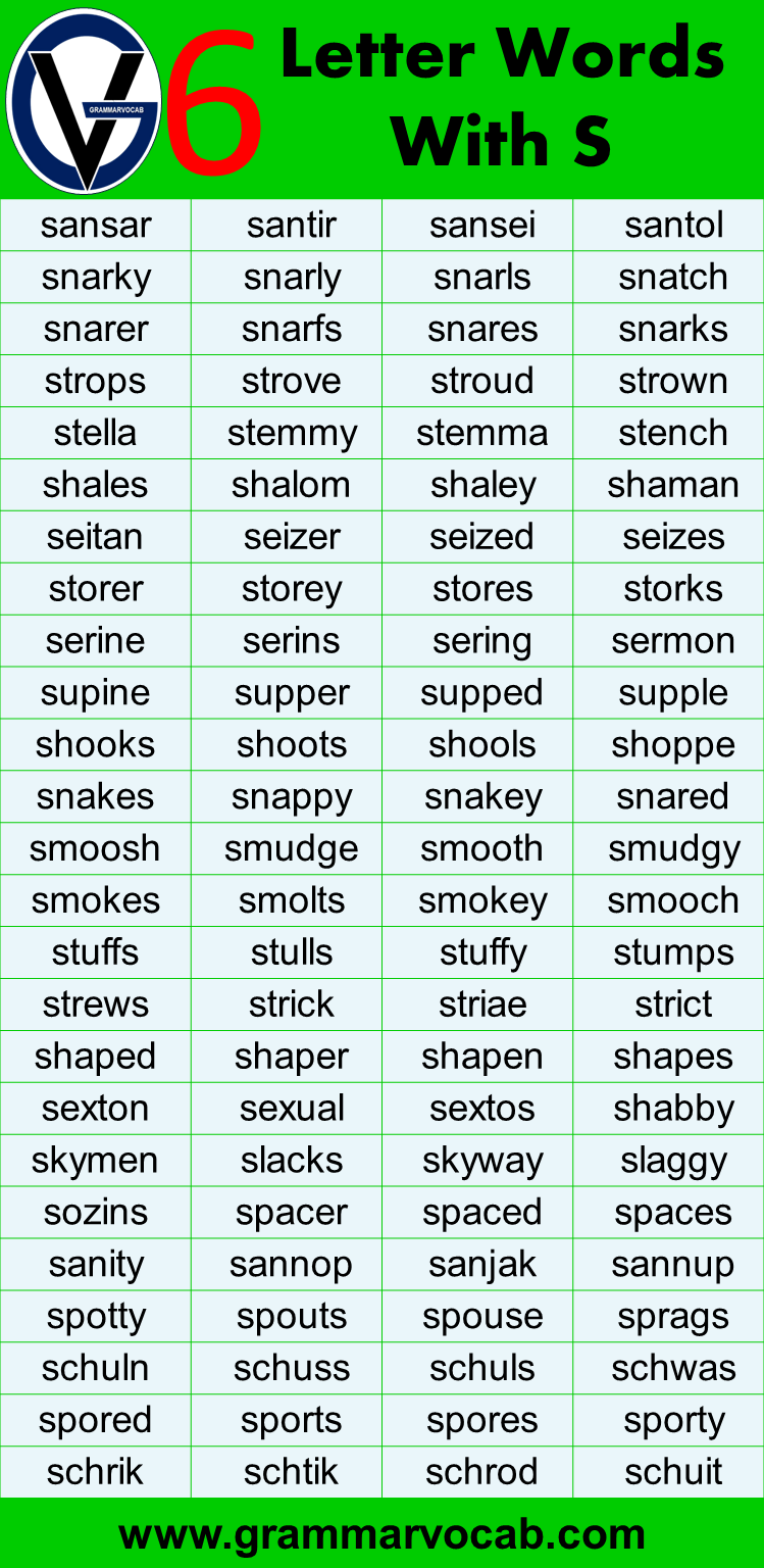 six letter words stating with s