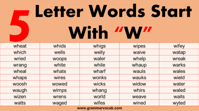 W. First Words Five Letter Words That Start with W - GrammarVocab