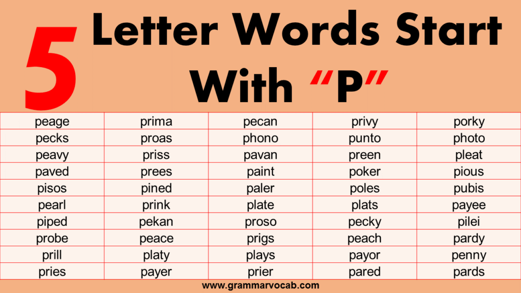 Five Letter Words With P