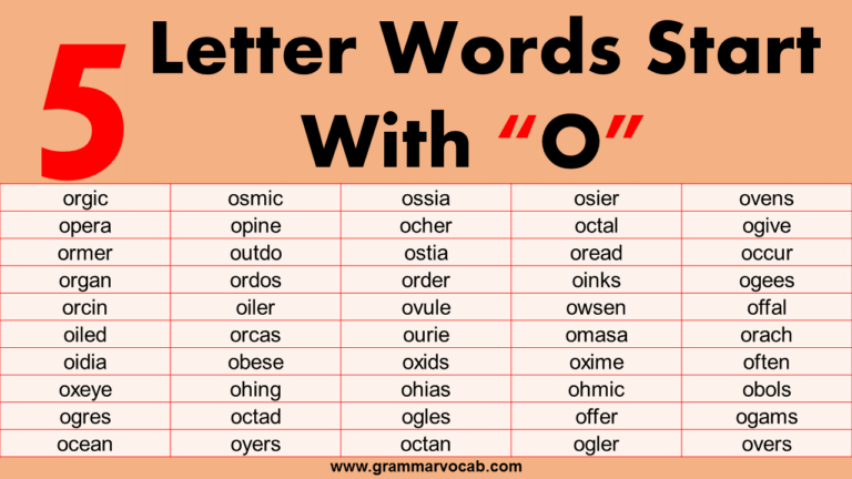 Five Letter Words That Begin With O GrammarVocab