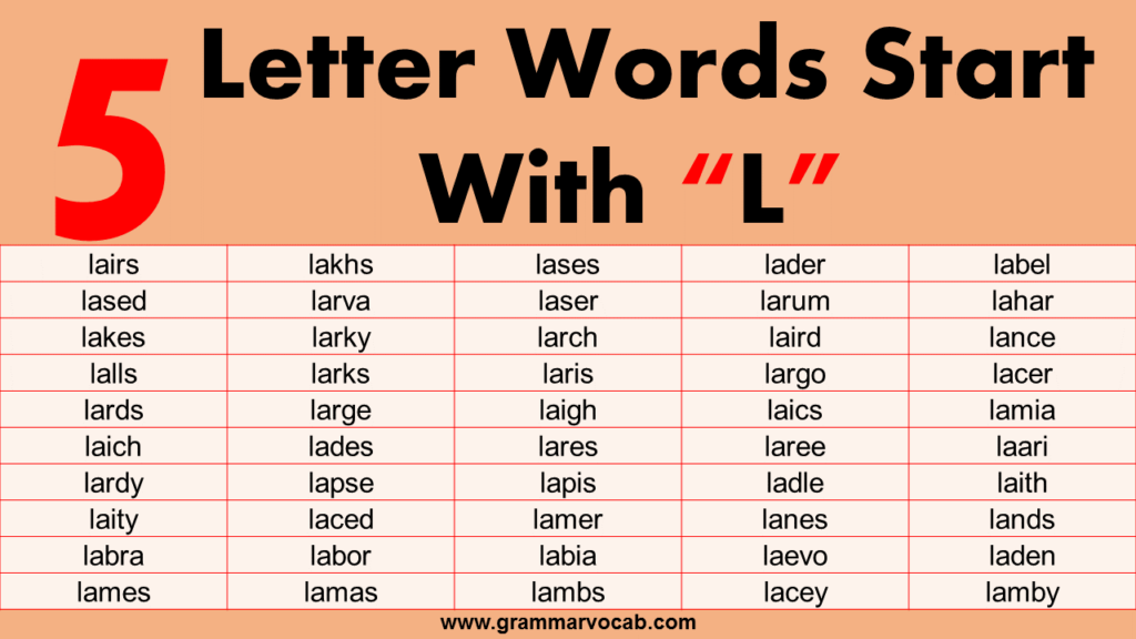 5 Letter Words That Begin With L