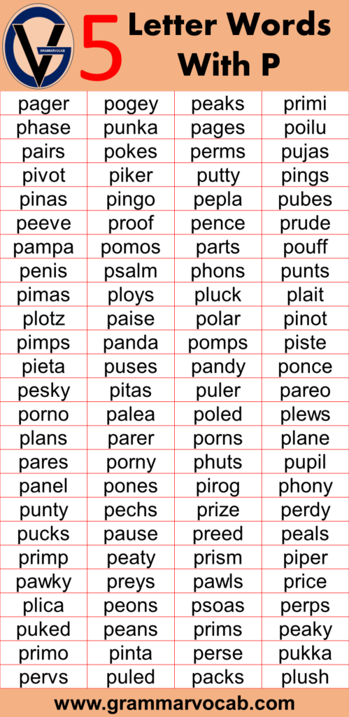 five letter words with p o t