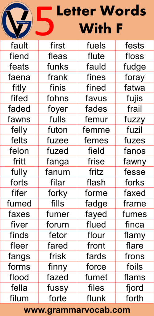 5-letter Words That Start With F - Grammarvocab