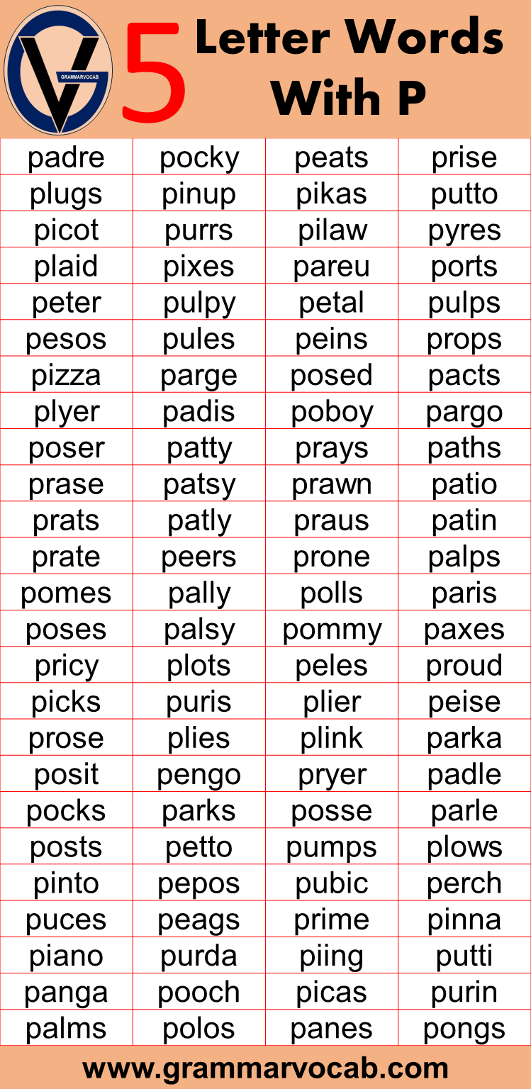 Five Letter Words With P - GrammarVocab