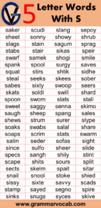 Five Letter Words That Start with S - GrammarVocab