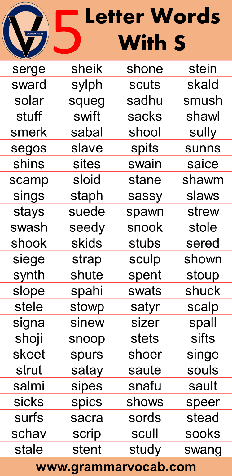 list of five letter words