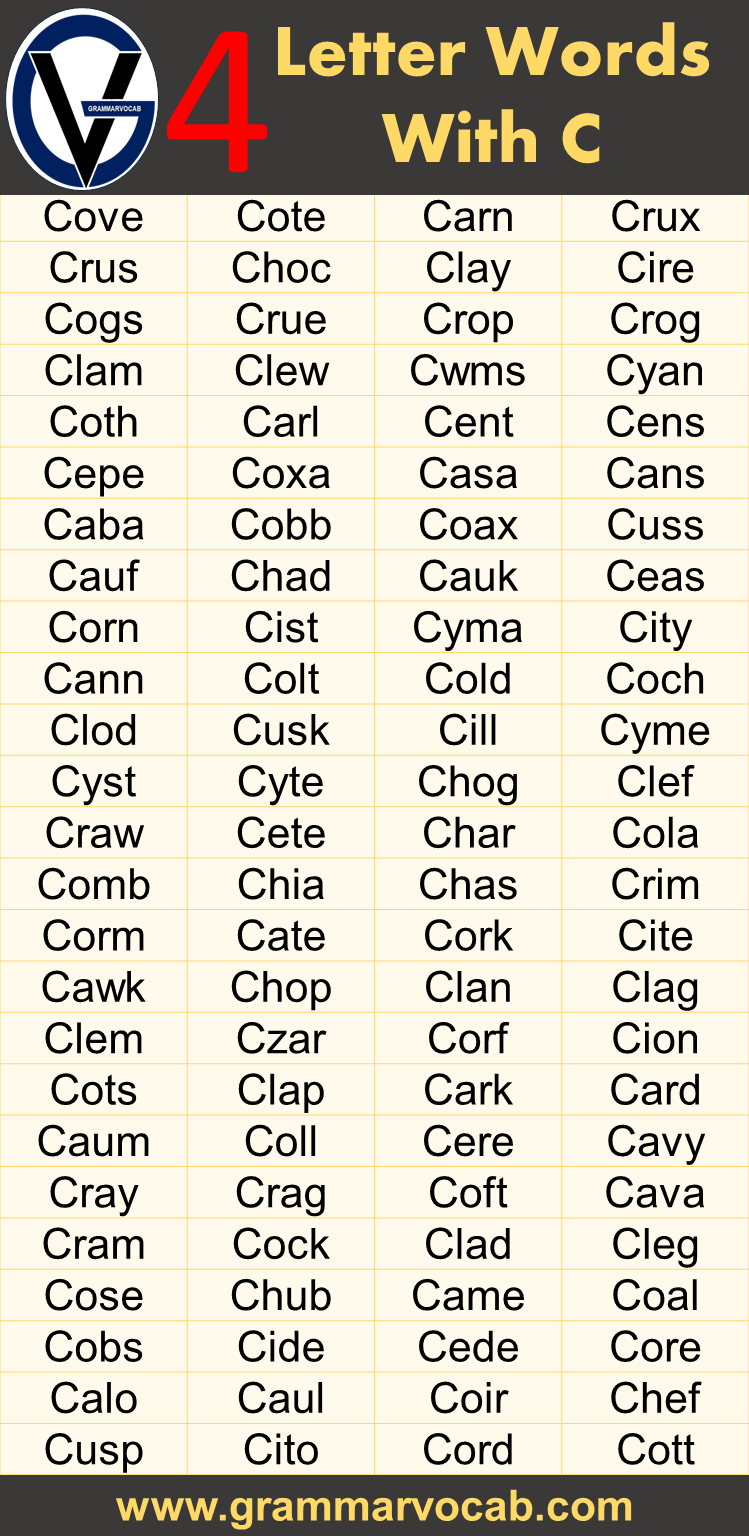 Four Letter Words Starting With C GrammarVocab