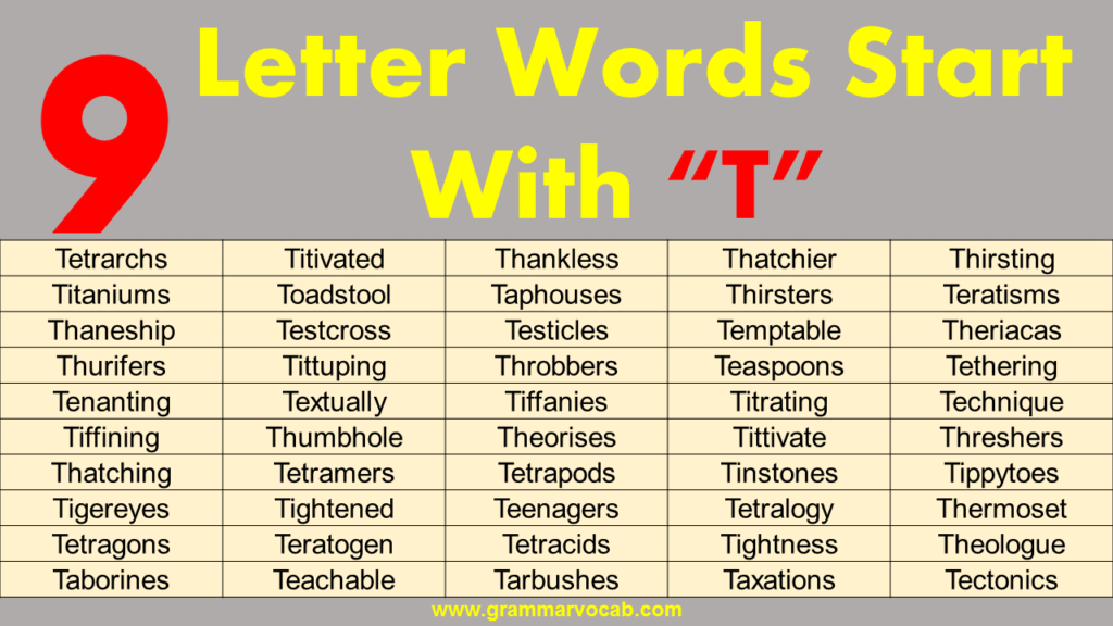 Nine Letter Words Starting With T