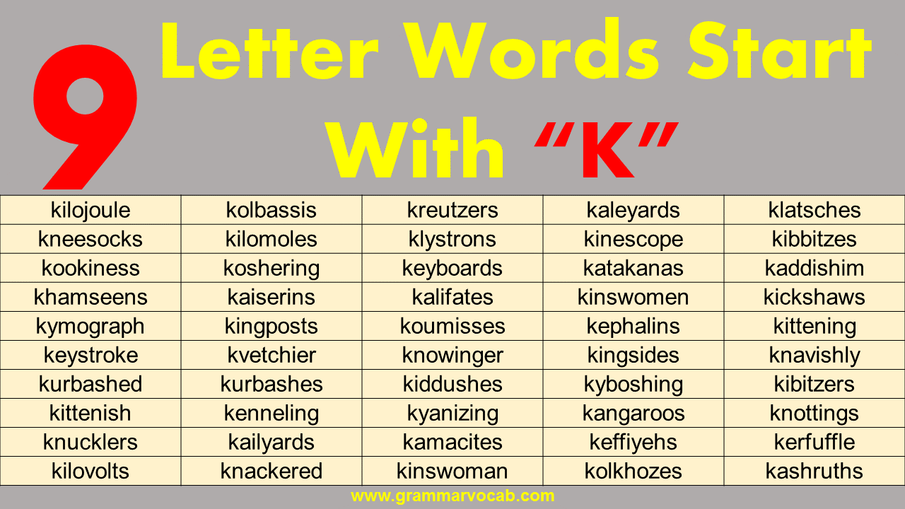 Nine Letter Words Starting With K GrammarVocab