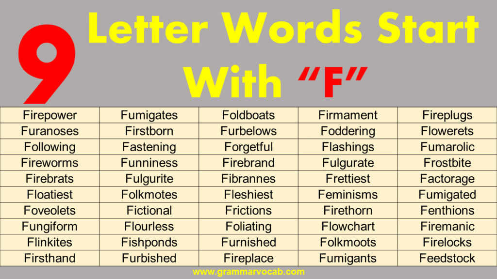 Nine Letter Words Starting With F Grammarvocab 