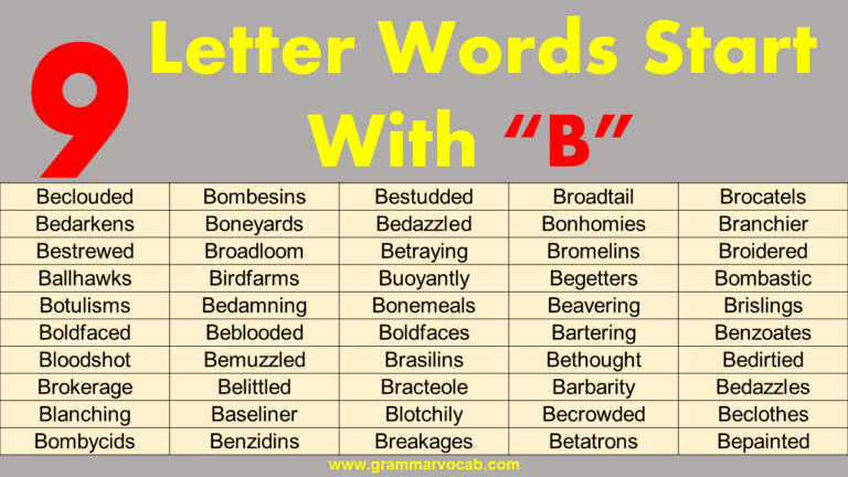 Nine Letter Words Starting With B GrammarVocab