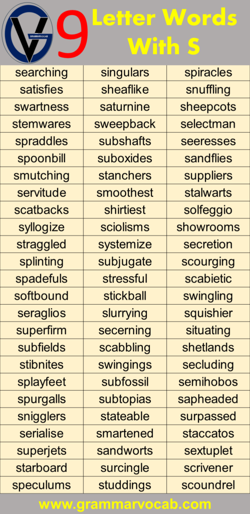 Nine Letter Words Starting With S - GrammarVocab