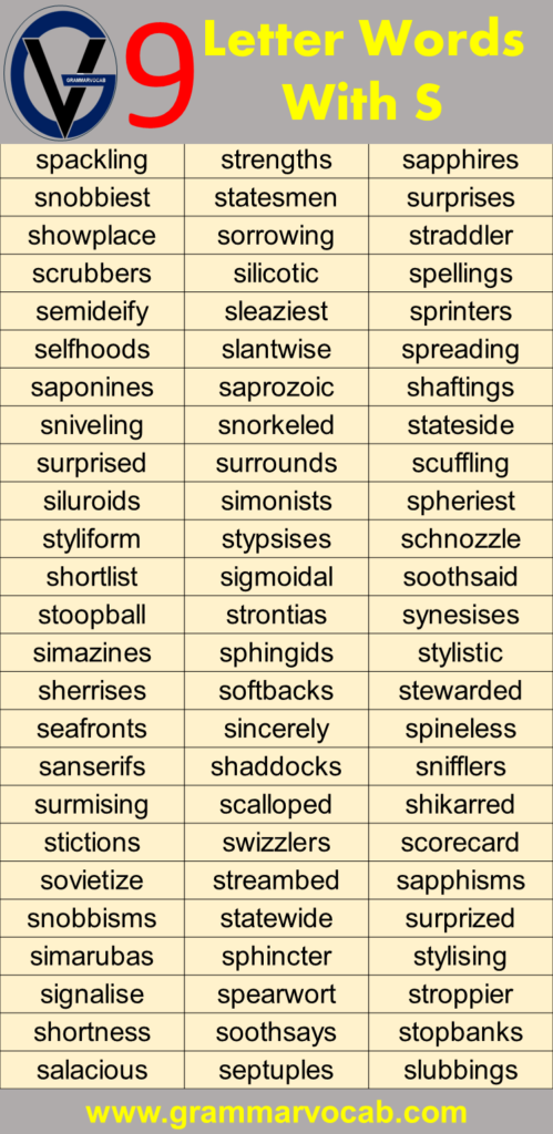 Nine Letter Words Starting With S - GrammarVocab