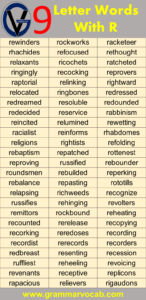 Nine Letter Words Starting With R - GrammarVocab