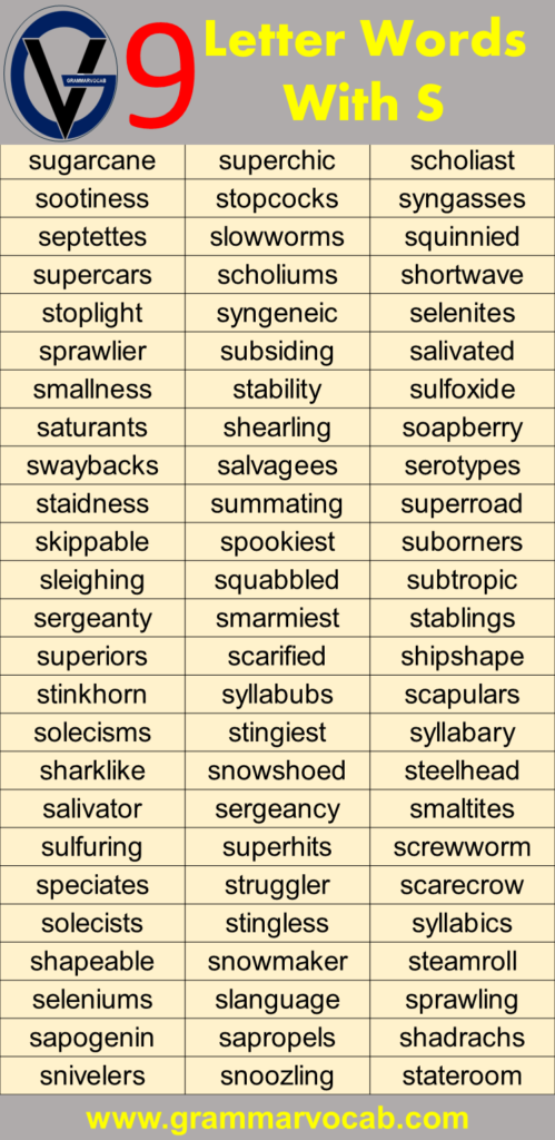 Nine Letter Words Starting With S - GrammarVocab