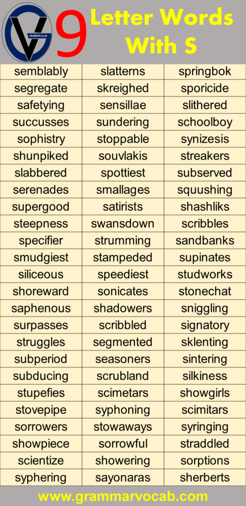 Nine Letter Words Starting With S - GrammarVocab