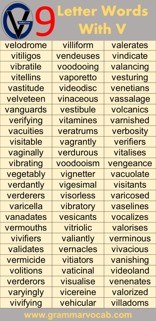 Four Letter Words Starting With V And Ending In O