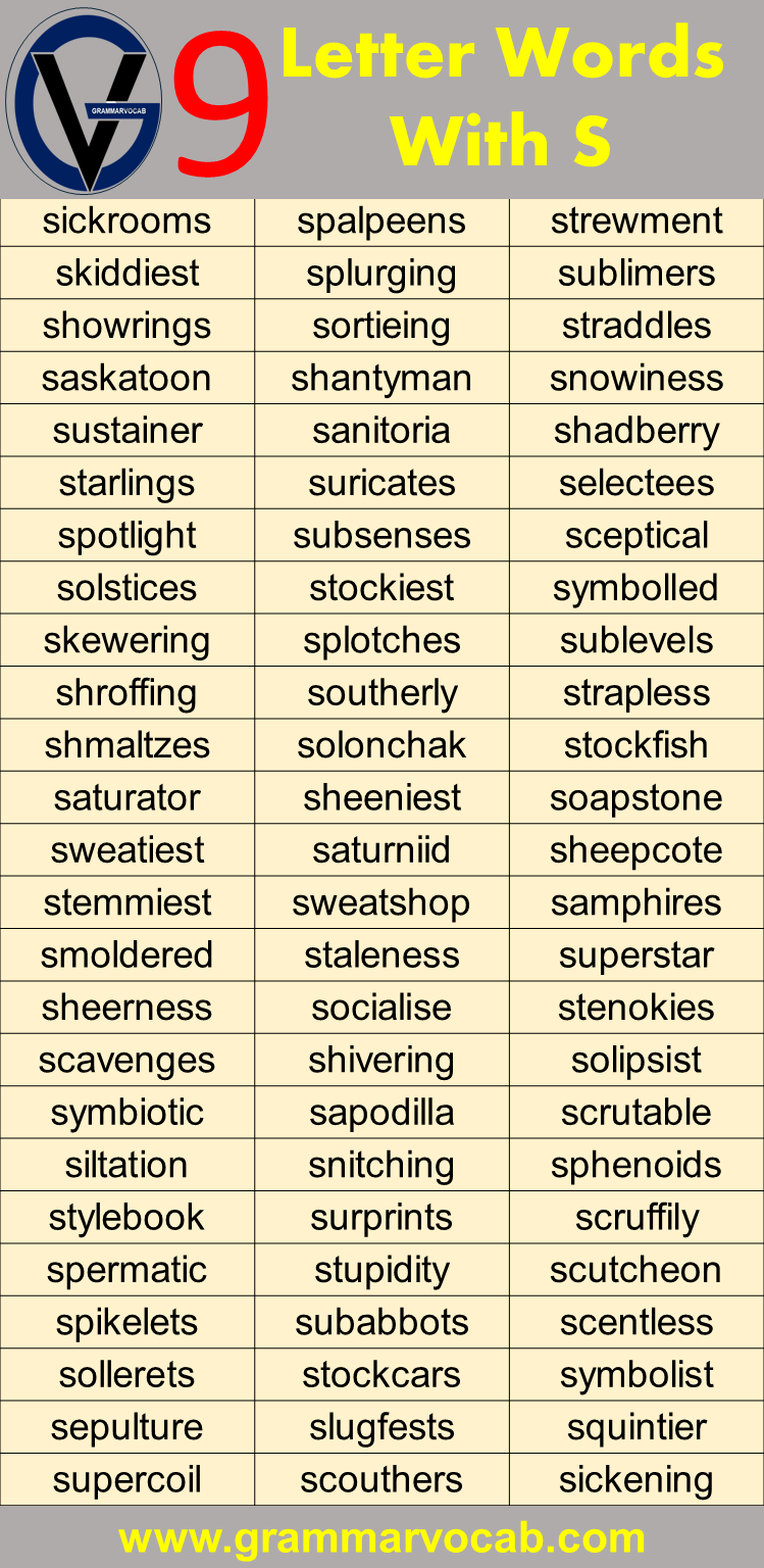 Nine Letter Words Starting With S GrammarVocab