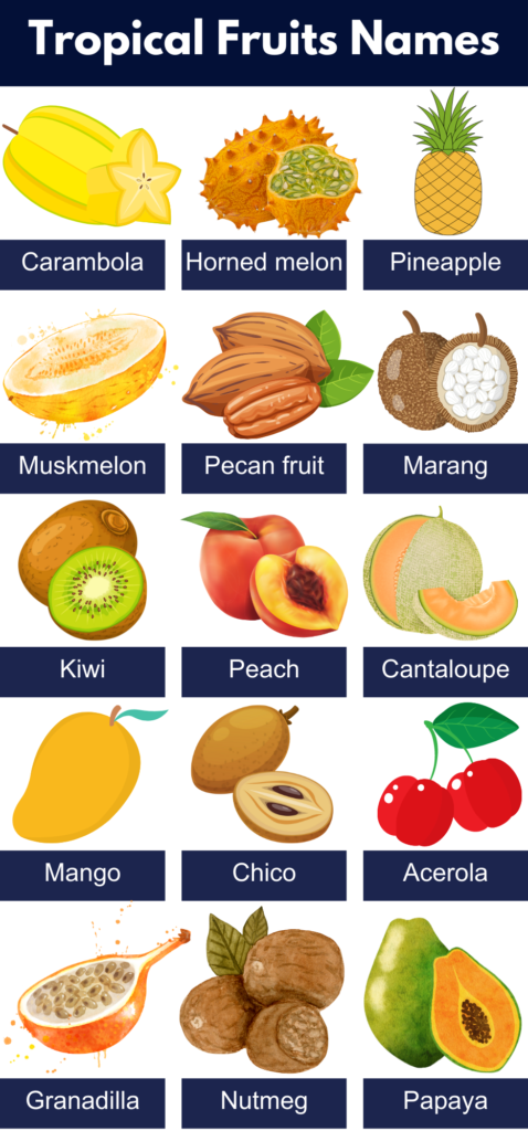 List of All Tropical Fruits Name, Pictures, PDF - GrammarVocab