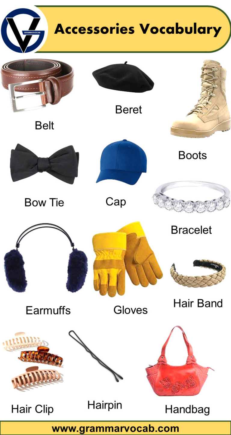 Accessories Vocabulary in English - Names with Pictures - GrammarVocab