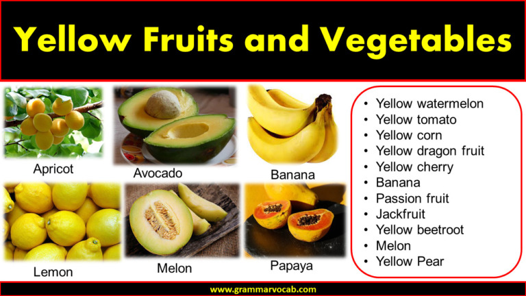 List Of Yellow Fruits And Vegetables | Pictures , PDF - GrammarVocab