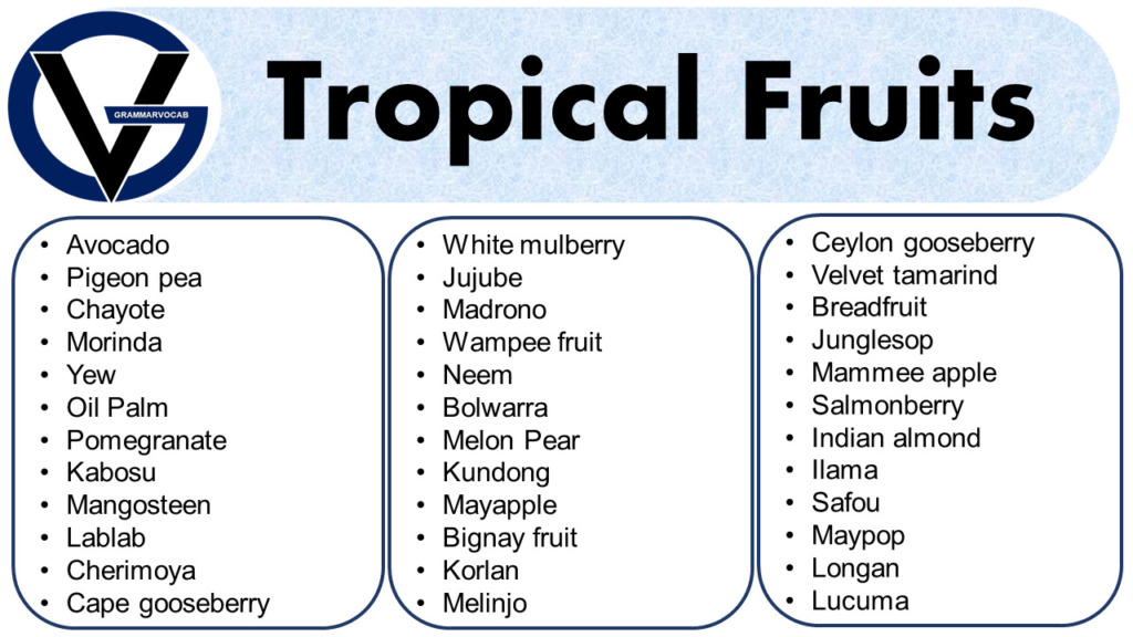 List of All Tropical Fruits
