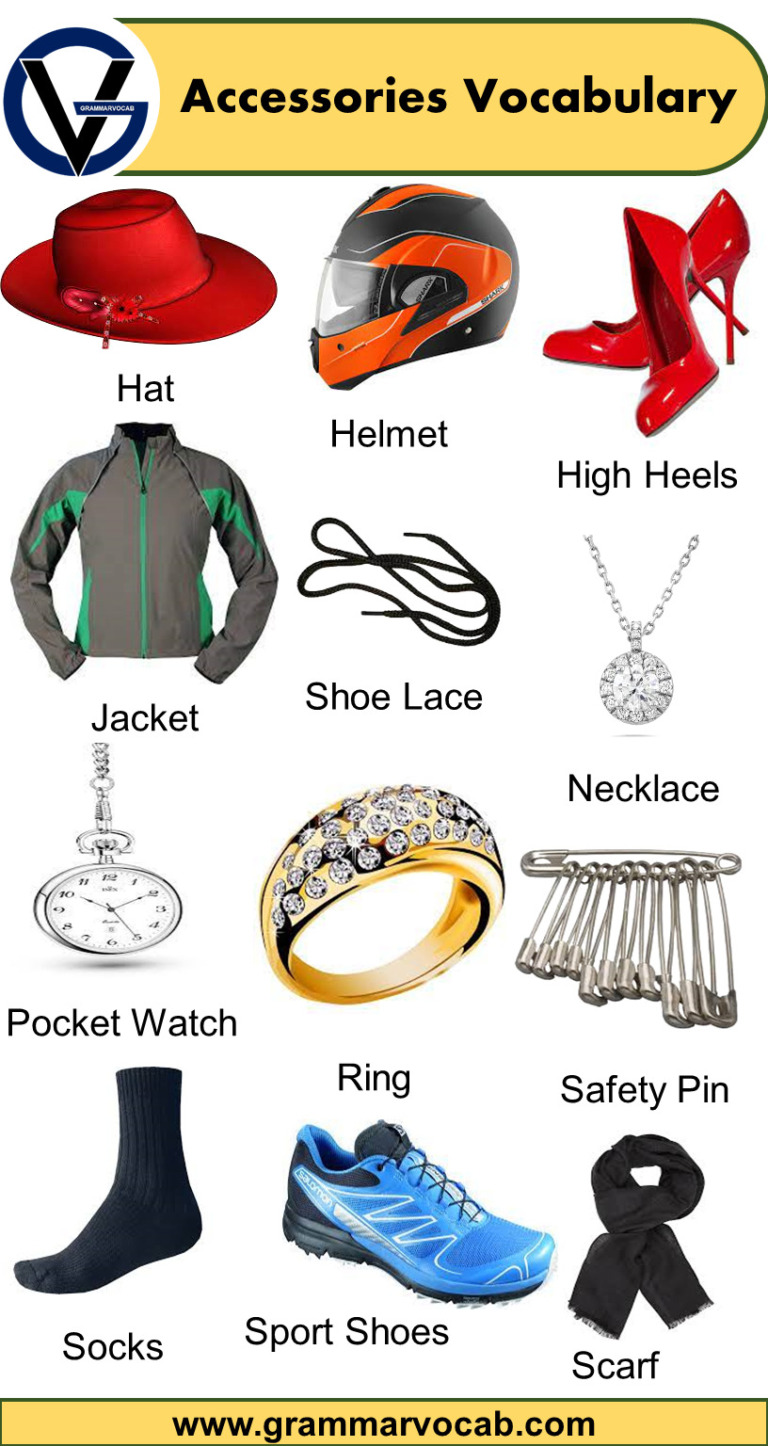 Accessories Vocabulary in English Names with Pictures GrammarVocab