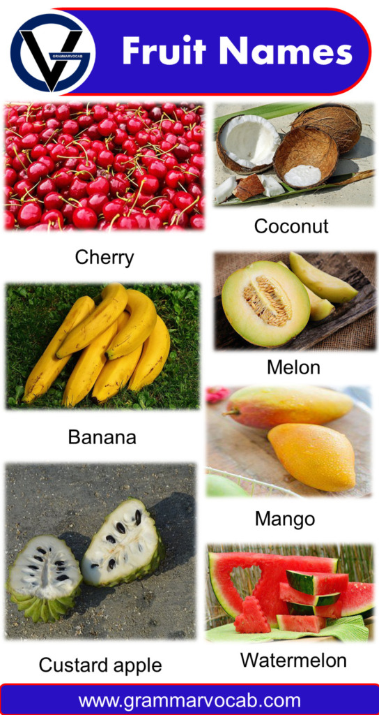 List of All Fruit Names With Pictures | Download PDF - GrammarVocab