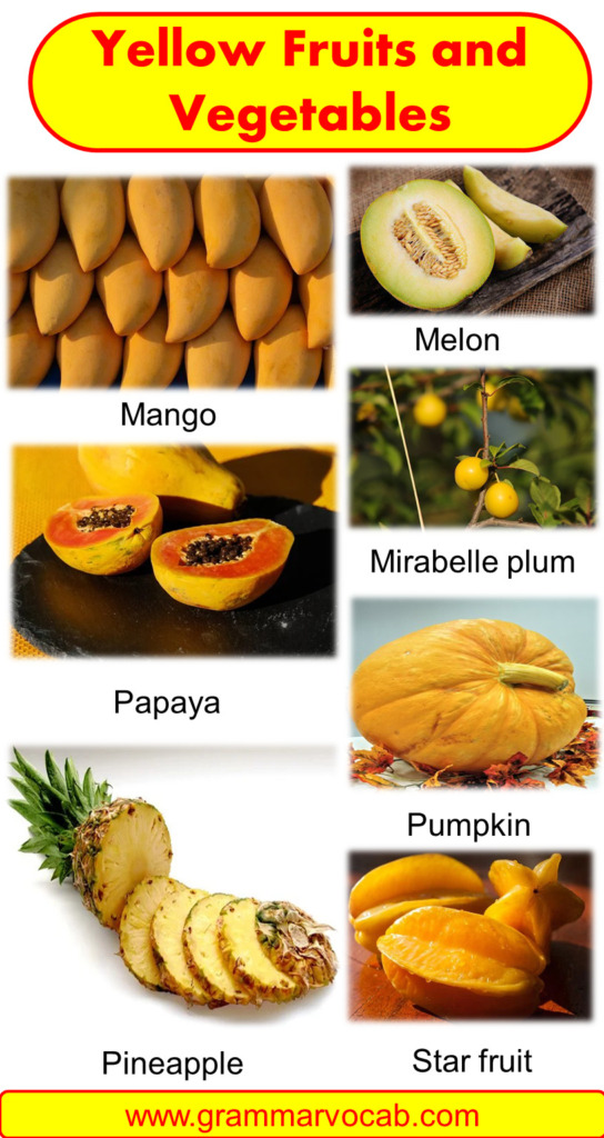 List of Yellow Fruits and Vegetables Pictures , PDF GrammarVocab