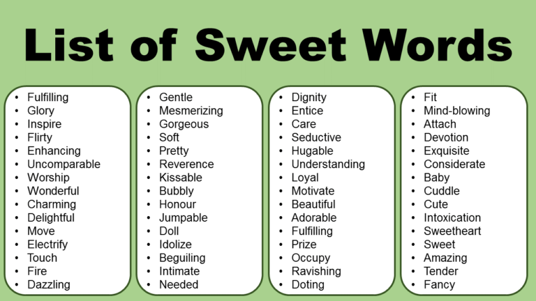 List Of Sweet Words To Say To A Girl