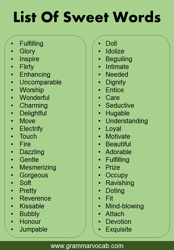 List of Sweet Words