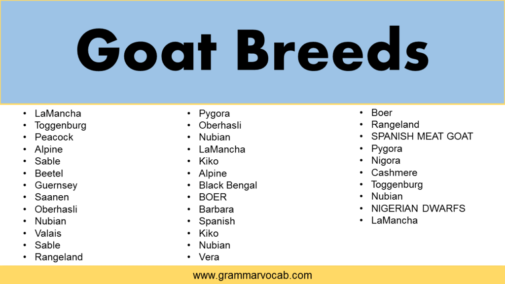 List Of Goat Breeds