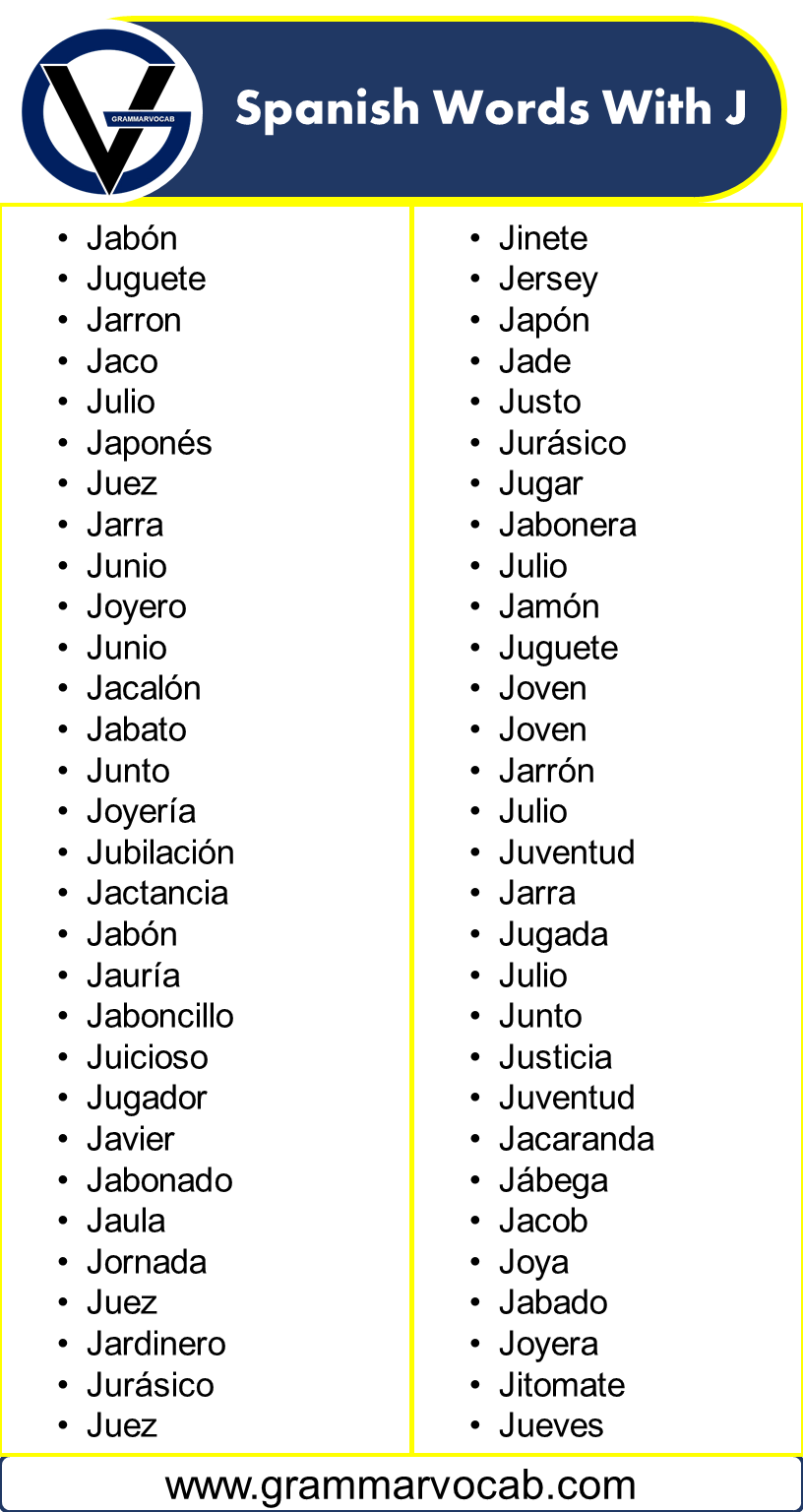 Spanish Words That Start With J