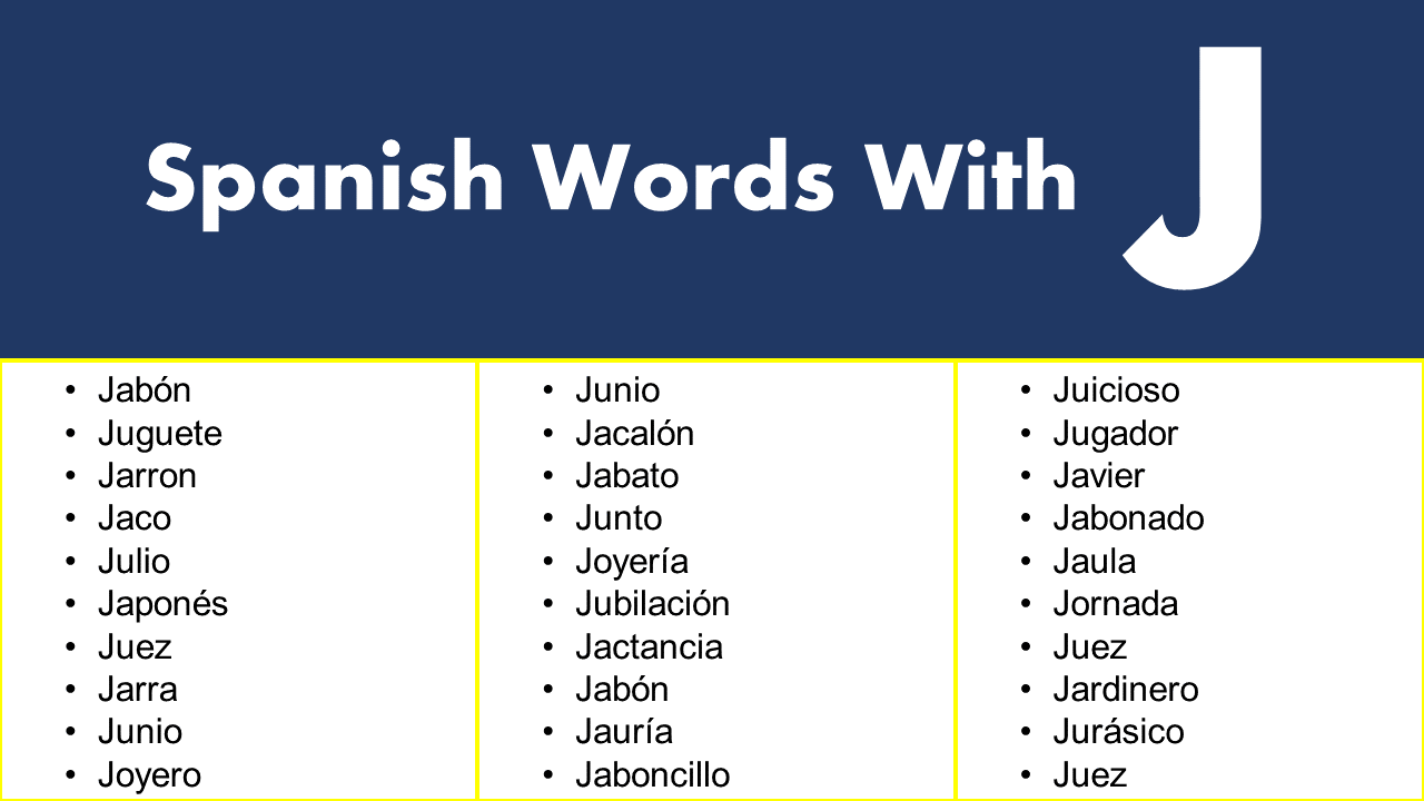 10 Spanish Words That Start With J