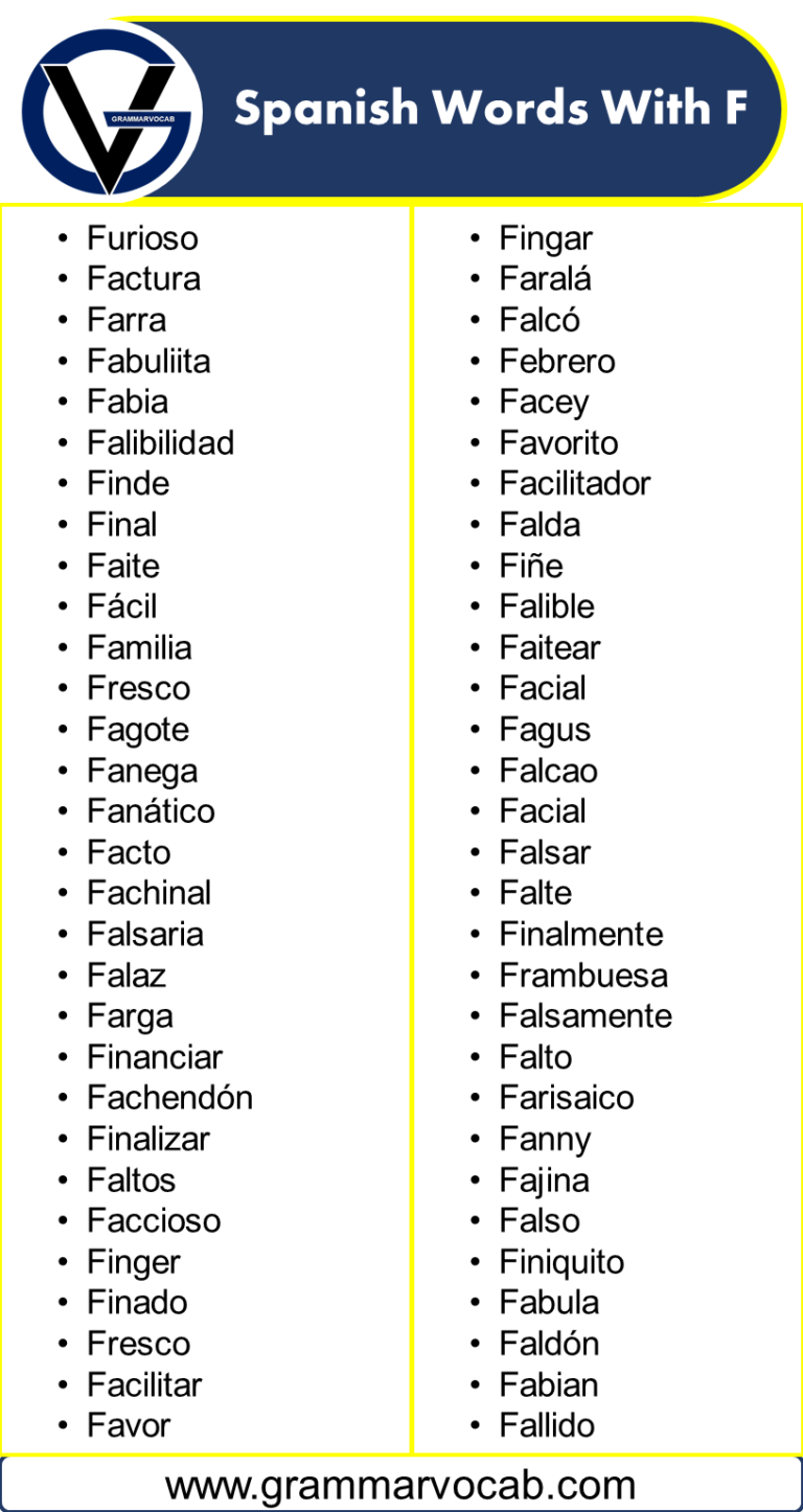 Spanish Words That Start With F- Common Words - GrammarVocab